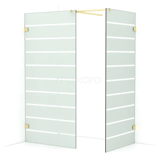 Diamond Walk-in shower | 100x90 cm Light gold Clear with matt stripes 2 fixed walls IDB1009526LG