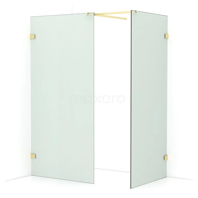 Diamond Walk-in shower | 100x90 cm Light gold Frosted glass 2 fixed walls IDB1009527LG