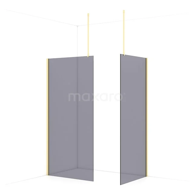 Diamond Walk-in shower | 100x90 cm Light gold Smoke glass 2 fixed walls IDB1009911LG