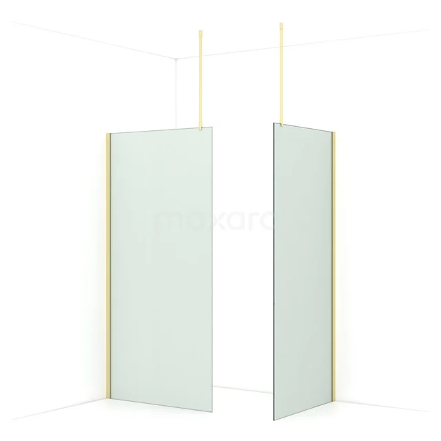 Diamond Walk-in shower | 100x90 cm Light gold Frosted glass 2 fixed walls IDB1009917LG