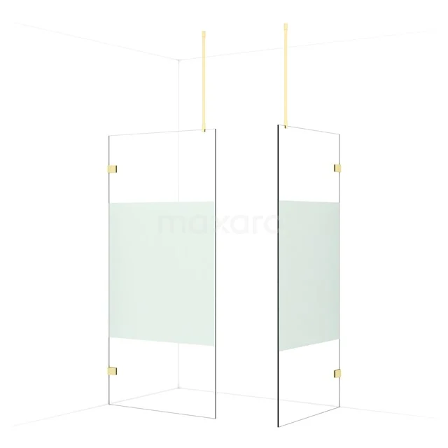Diamond Walk-in shower | 100x90 cm Light gold Clear with matt strip 2 fixed walls IDB1009923LG