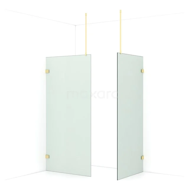Diamond Walk-in shower | 100x90 cm Light gold Frosted glass 2 fixed walls IDB1009927LG