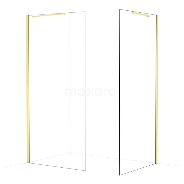 Diamond Walk-in shower | 100x100 cm Light gold Clear glass 2 fixed walls IDB1010410LG