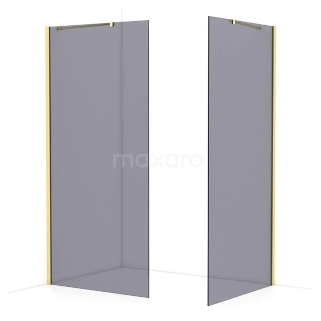 Diamond Walk-in shower | 100x100 cm Light gold Smoke glass 2 fixed walls IDB1010411LG