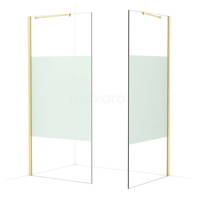 Diamond Walk-in shower | 100x100 cm Light gold Clear with matt strip 2 fixed walls IDB1010413LG