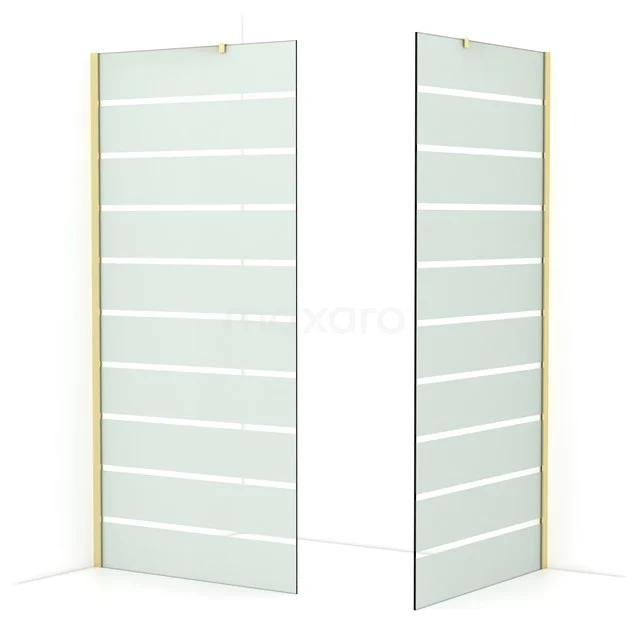 Diamond Walk-in shower | 100x100 cm Light gold Clear with matt stripes 2 fixed walls IDB1010416LG