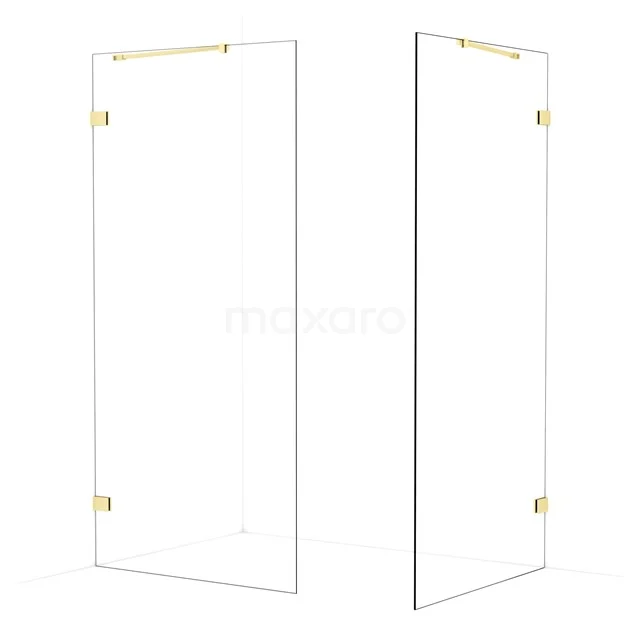 Diamond Walk-in shower | 100x100 cm Light gold Clear glass 2 fixed walls IDB1010420LG