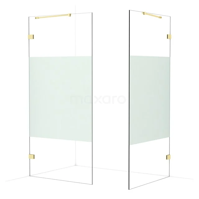 Diamond Walk-in shower | 100x100 cm Light gold Clear with matt strip 2 fixed walls IDB1010423LG