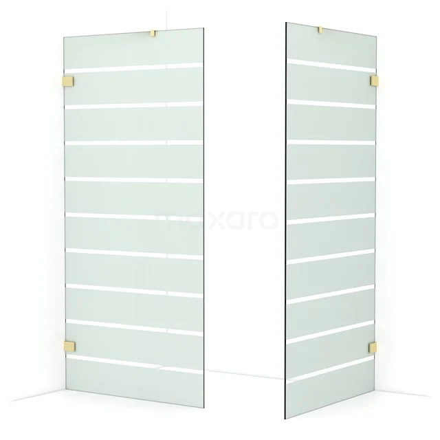 Diamond Walk-in shower | 100x100 cm Light gold Clear with matt stripes 2 fixed walls IDB1010426LG