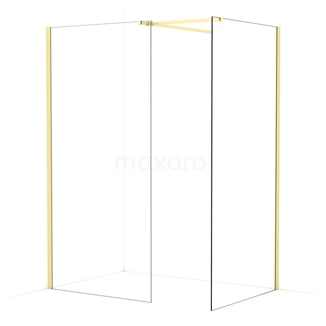 Diamond Walk-in shower | 100x100 cm Light gold Clear glass 2 fixed walls IDB1010510LG