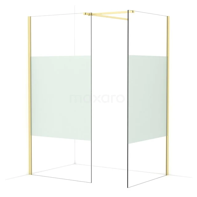 Diamond Walk-in shower | 100x100 cm Light gold Clear with matt strip 2 fixed walls IDB1010513LG