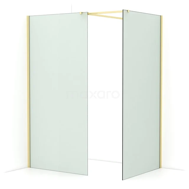 Diamond Walk-in shower | 100x100 cm Light gold Frosted glass 2 fixed walls IDB1010517LG