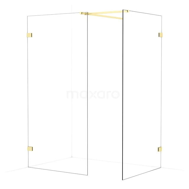 Diamond Walk-in shower | 100x100 cm Light gold Clear glass 2 fixed walls IDB1010520LG