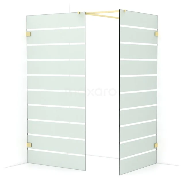 Diamond Walk-in shower | 100x100 cm Light gold Clear with matt stripes 2 fixed walls IDB1010526LG