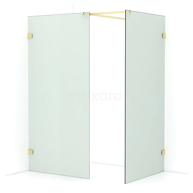 Diamond Walk-in shower | 100x100 cm Light gold Frosted glass 2 fixed walls IDB1010527LG