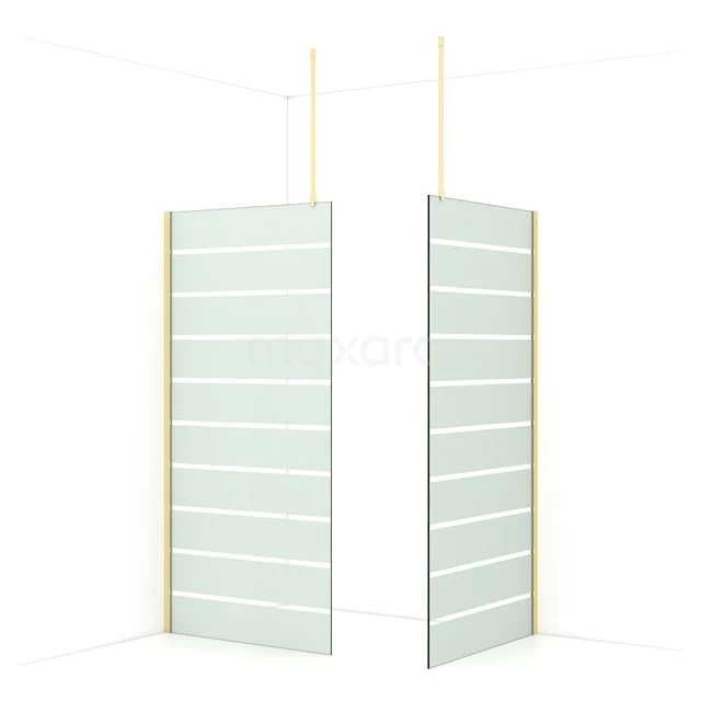 Diamond Walk-in shower | 100x100 cm Light gold Clear with matt stripes 2 fixed walls IDB1010916LG