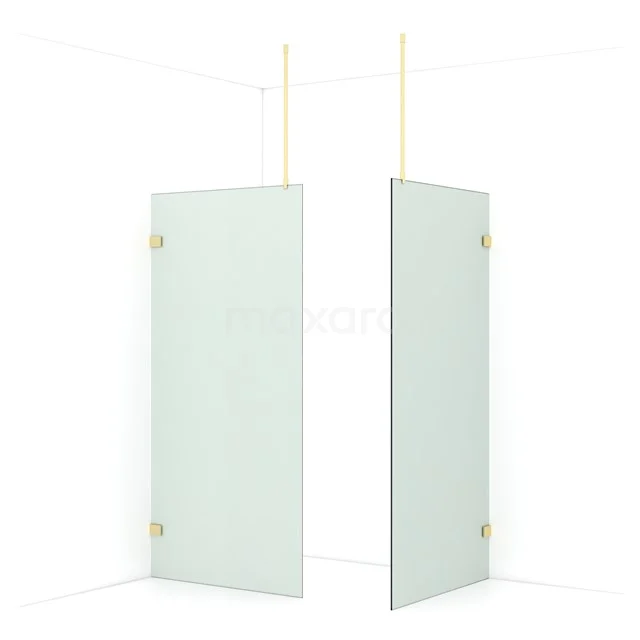Diamond Walk-in shower | 100x100 cm Light gold Frosted glass 2 fixed walls IDB1010927LG