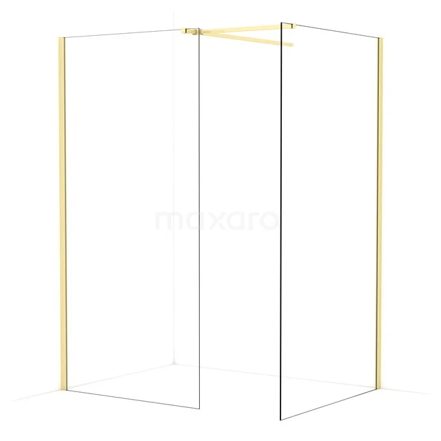 Diamond Walk-in shower | 110x100 cm Light gold Clear glass 2 fixed walls IDB1011510LG