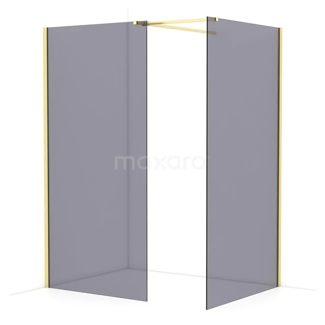 Diamond Walk-in shower | 110x100 cm Light gold Smoke glass 2 fixed walls IDB1011511LG