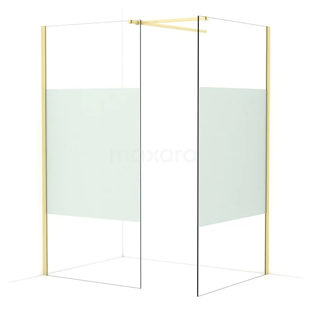Diamond Walk-in shower | 110x100 cm Light gold Clear with matt strip 2 fixed walls IDB1011513LG