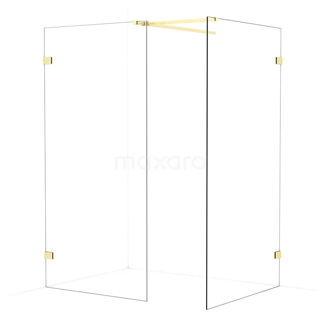 Diamond Walk-in shower | 110x100 cm Light gold Clear glass 2 fixed walls IDB1011520LG