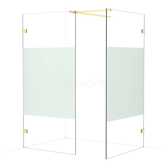 Diamond Walk-in shower | 110x100 cm Light gold Clear with matt strip 2 fixed walls IDB1011523LG