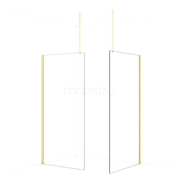 Diamond Walk-in shower | 110x100 cm Light gold Clear glass 2 fixed walls IDB1011910LG