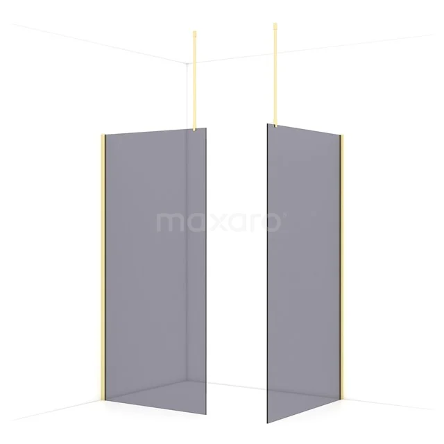 Diamond Walk-in shower | 110x100 cm Light gold Smoke glass 2 fixed walls IDB1011911LG