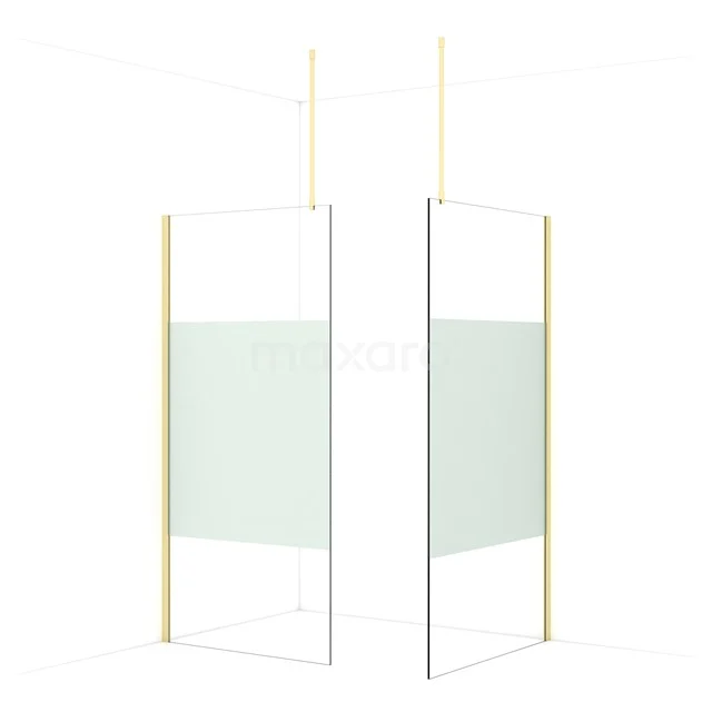 Diamond Walk-in shower | 110x100 cm Light gold Clear with matt strip 2 fixed walls IDB1011913LG