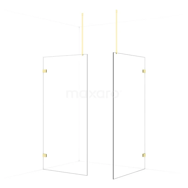 Diamond Walk-in shower | 110x100 cm Light gold Clear glass 2 fixed walls IDB1011920LG