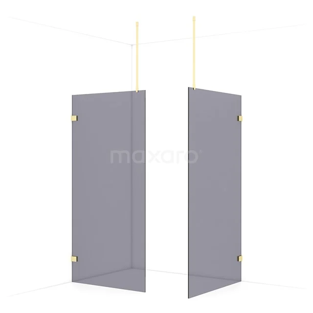 Diamond Walk-in shower | 110x100 cm Light gold Smoke glass 2 fixed walls IDB1011921LG