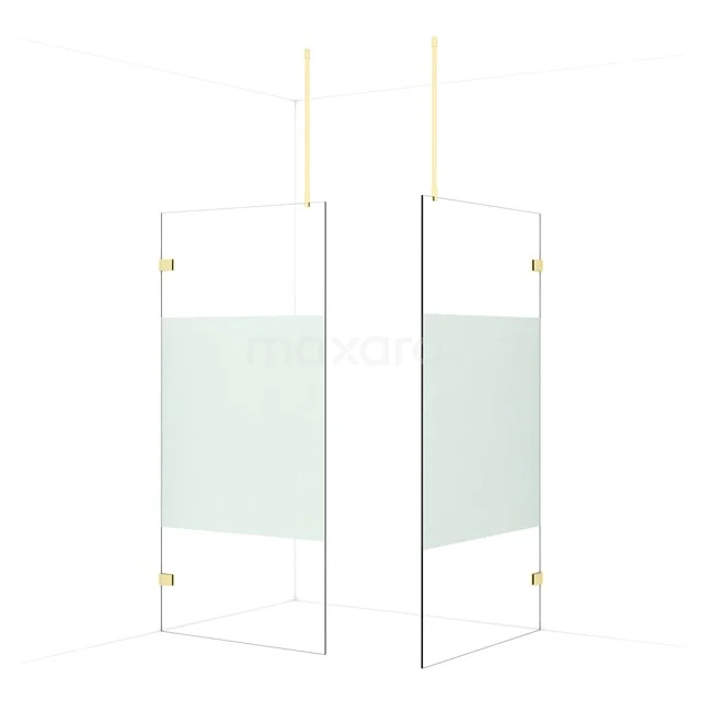 Diamond Walk-in shower | 110x100 cm Light gold Clear with matt strip 2 fixed walls IDB1011923LG