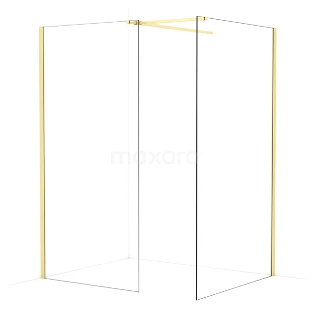 Diamond Walk-in shower | 120x100 cm Light gold Clear glass 2 fixed walls IDB1012510LG