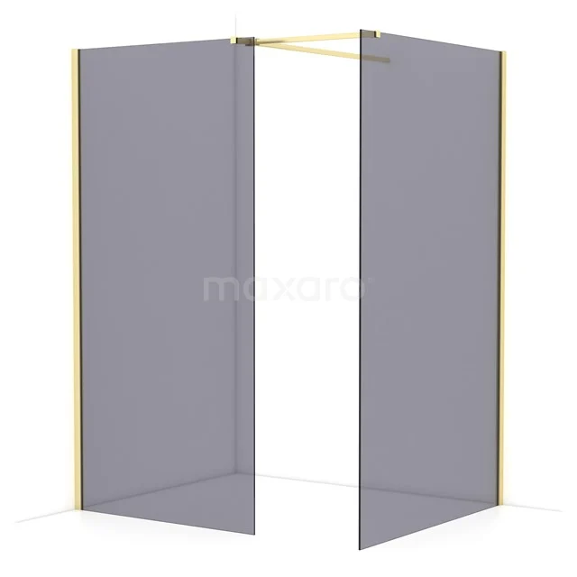 Diamond Walk-in shower | 120x100 cm Light gold Smoke glass 2 fixed walls IDB1012511LG