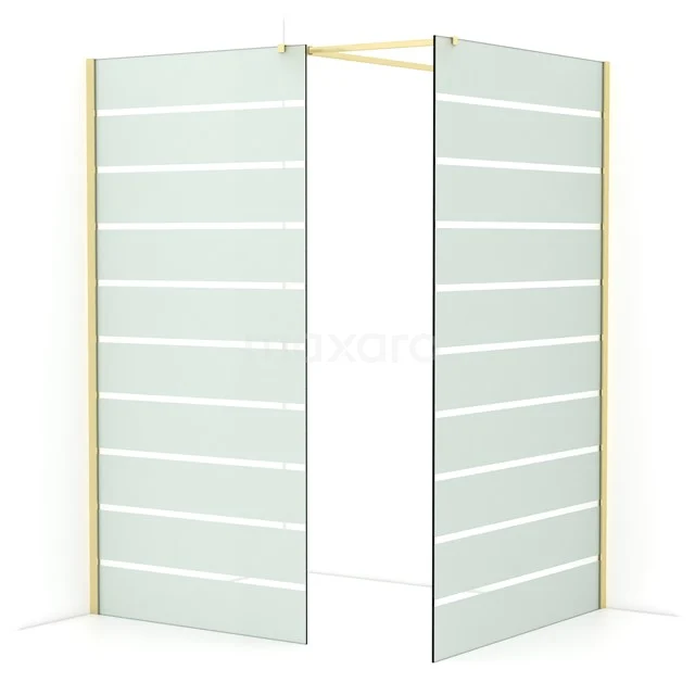 Diamond Walk-in shower | 120x100 cm Light gold Clear with matt stripes 2 fixed walls IDB1012516LG