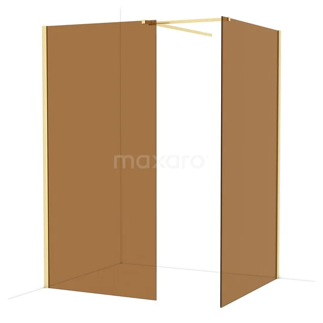 Diamond Walk-in shower | 120x100 cm Light gold Bronze glass 2 fixed walls IDB1012519LG Diamond Walk-in shower | 120x100 cm Light gold Bronze glass 2 fixed walls IDB1012519LG