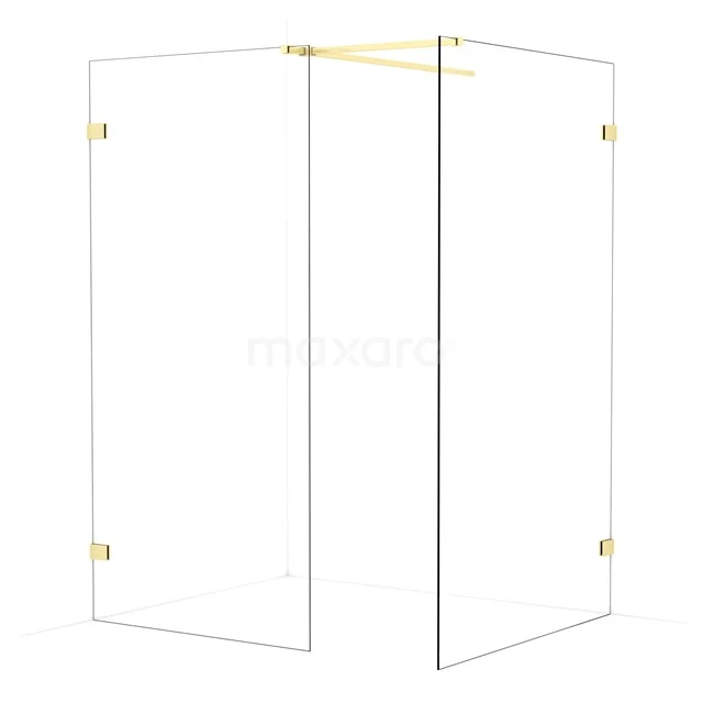 Diamond Walk-in shower | 120x100 cm Light gold Clear glass 2 fixed walls IDB1012520LG