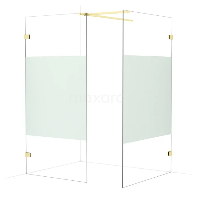 Diamond Walk-in shower | 120x100 cm Light gold Clear with matt strip 2 fixed walls IDB1012523LG