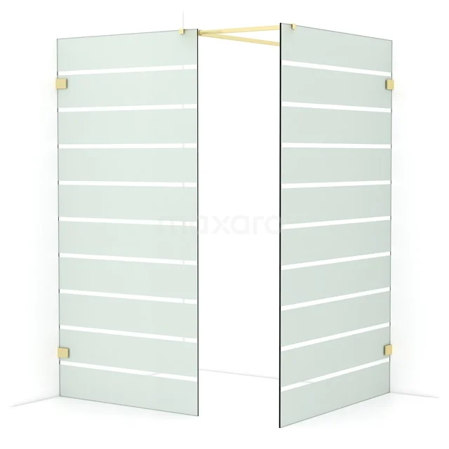 Diamond Walk-in shower | 120x100 cm Light gold Clear with matt stripes 2 fixed walls IDB1012526LG
