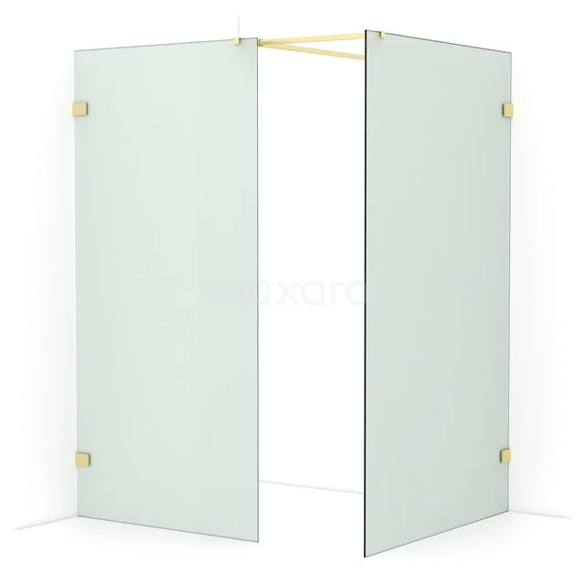 Diamond Walk-in shower | 120x100 cm Light gold Frosted glass 2 fixed walls IDB1012527LG