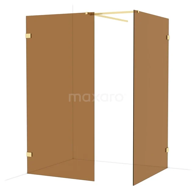 Diamond Walk-in shower | 120x100 cm Light gold Bronze glass 2 fixed walls IDB1012529LG Diamond Walk-in shower | 120x100 cm Light gold Bronze glass 2 fixed walls IDB1012529LG