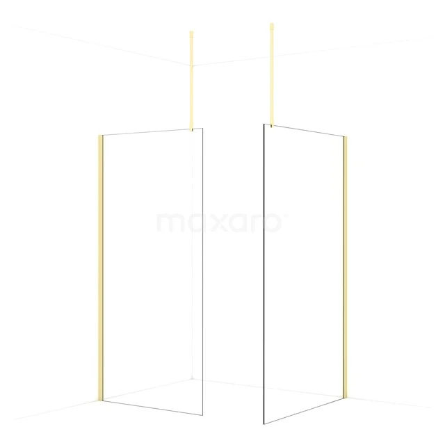 Diamond Walk-in shower | 120x100 cm Light gold Clear glass 2 fixed walls IDB1012910LG