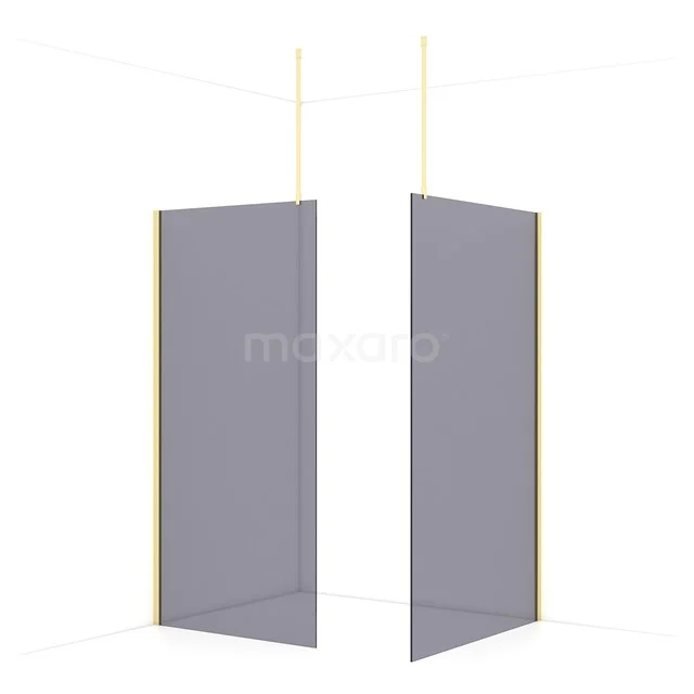 Diamond Walk-in shower | 120x100 cm Light gold Smoke glass 2 fixed walls IDB1012911LG
