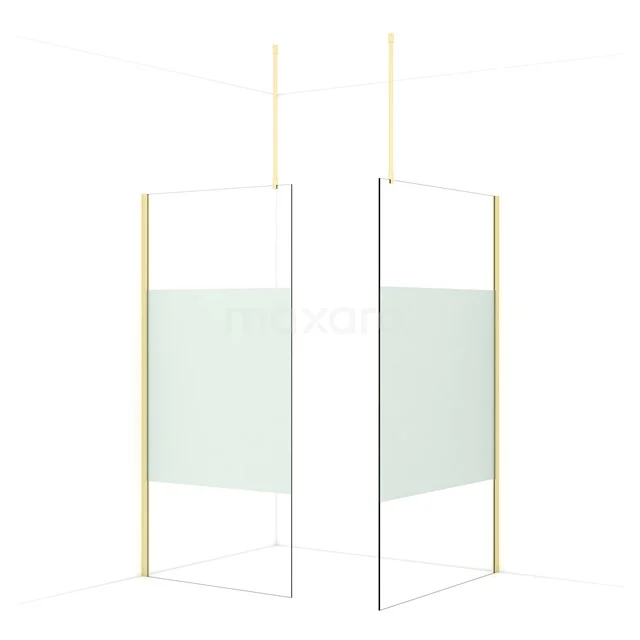 Diamond Walk-in shower | 120x100 cm Light gold Clear with matt strip 2 fixed walls IDB1012913LG
