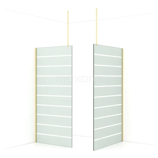 Diamond Walk-in shower | 120x100 cm Light gold Clear with matt stripes 2 fixed walls IDB1012916LG