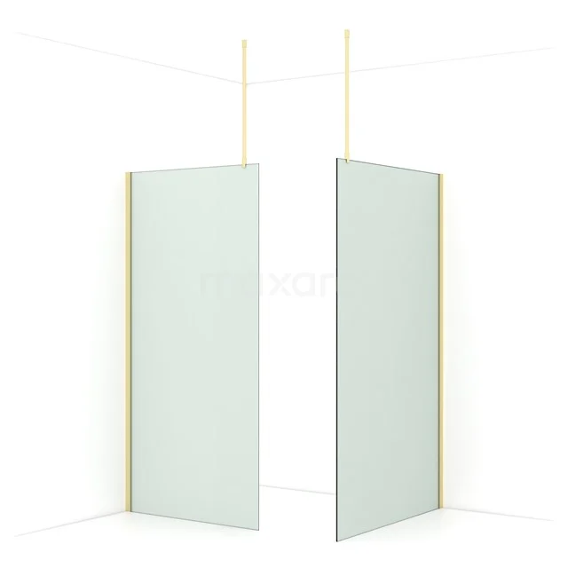 Diamond Walk-in shower | 120x100 cm Light gold Frosted glass 2 fixed walls IDB1012917LG
