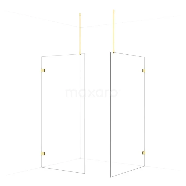 Diamond Walk-in shower | 120x100 cm Light gold Clear glass 2 fixed walls IDB1012920LG