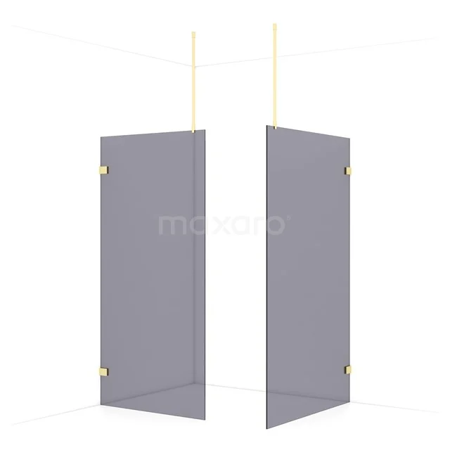 Diamond Walk-in shower | 120x100 cm Light gold Smoke glass 2 fixed walls IDB1012921LG