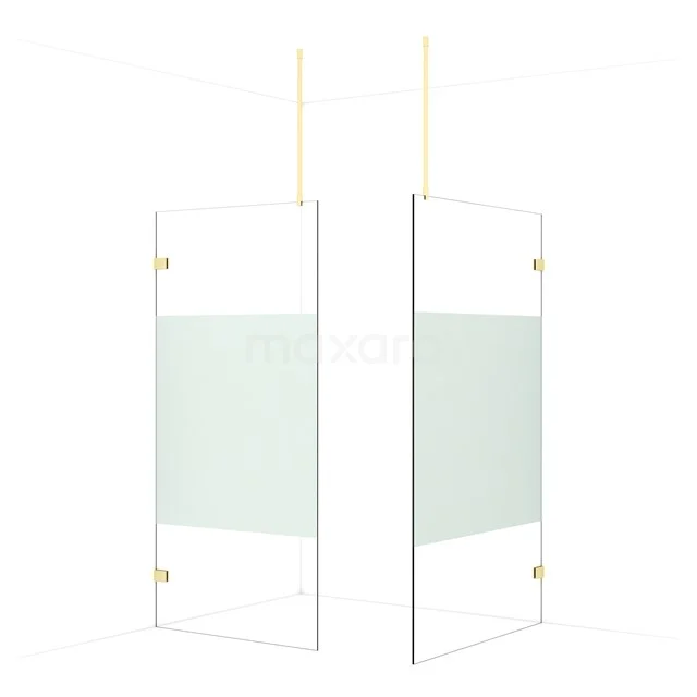 Diamond Walk-in shower | 120x100 cm Light gold Clear with matt strip 2 fixed walls IDB1012923LG