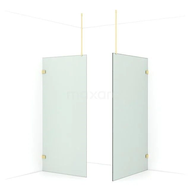 Diamond Walk-in shower | 120x100 cm Light gold Frosted glass 2 fixed walls IDB1012927LG